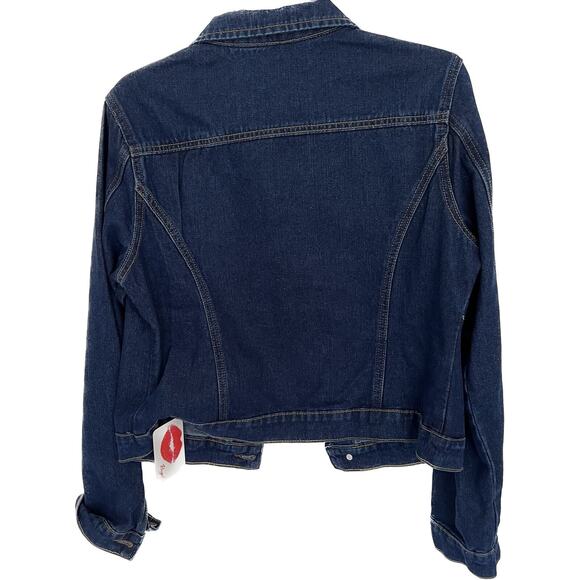 Dark Wash Blue Denim Jean Jacket Classic Button Up / Down Front Pockets - Picture 5 of 7